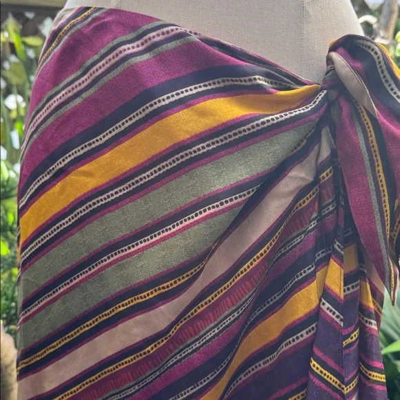 Lauren, Ralph Lauren silk striped wrap, sarong style, skirt. Size Small. Lined. - Picture 9 of 12